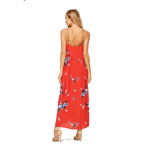 Red floral maxi dress - Picture 2 of 2